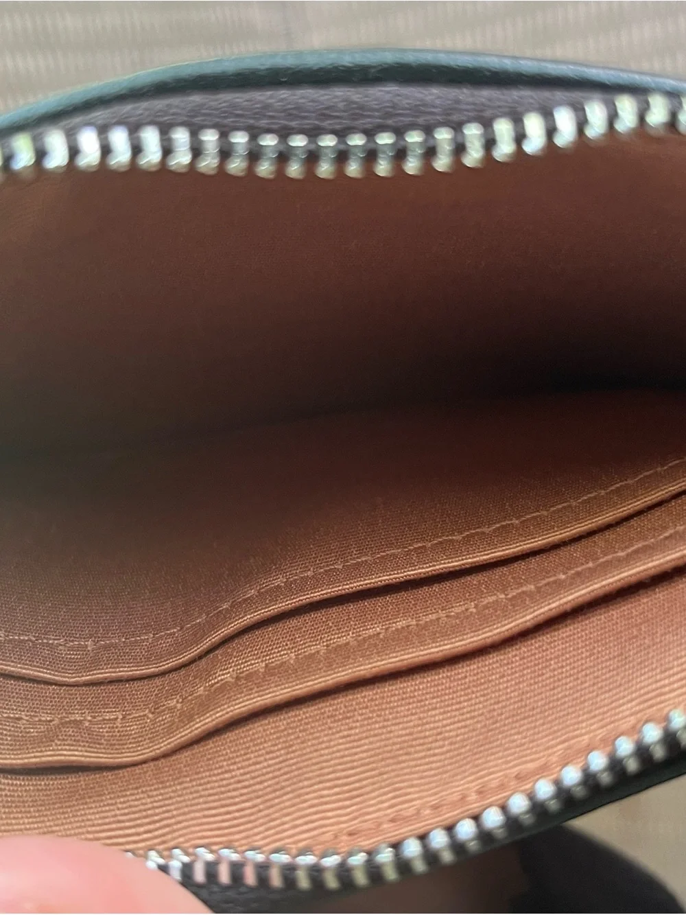 Coach Black Denim Wallet with a Deep Burgundy Lined Wristlet and Silver Hardware - Picture 3 of 4